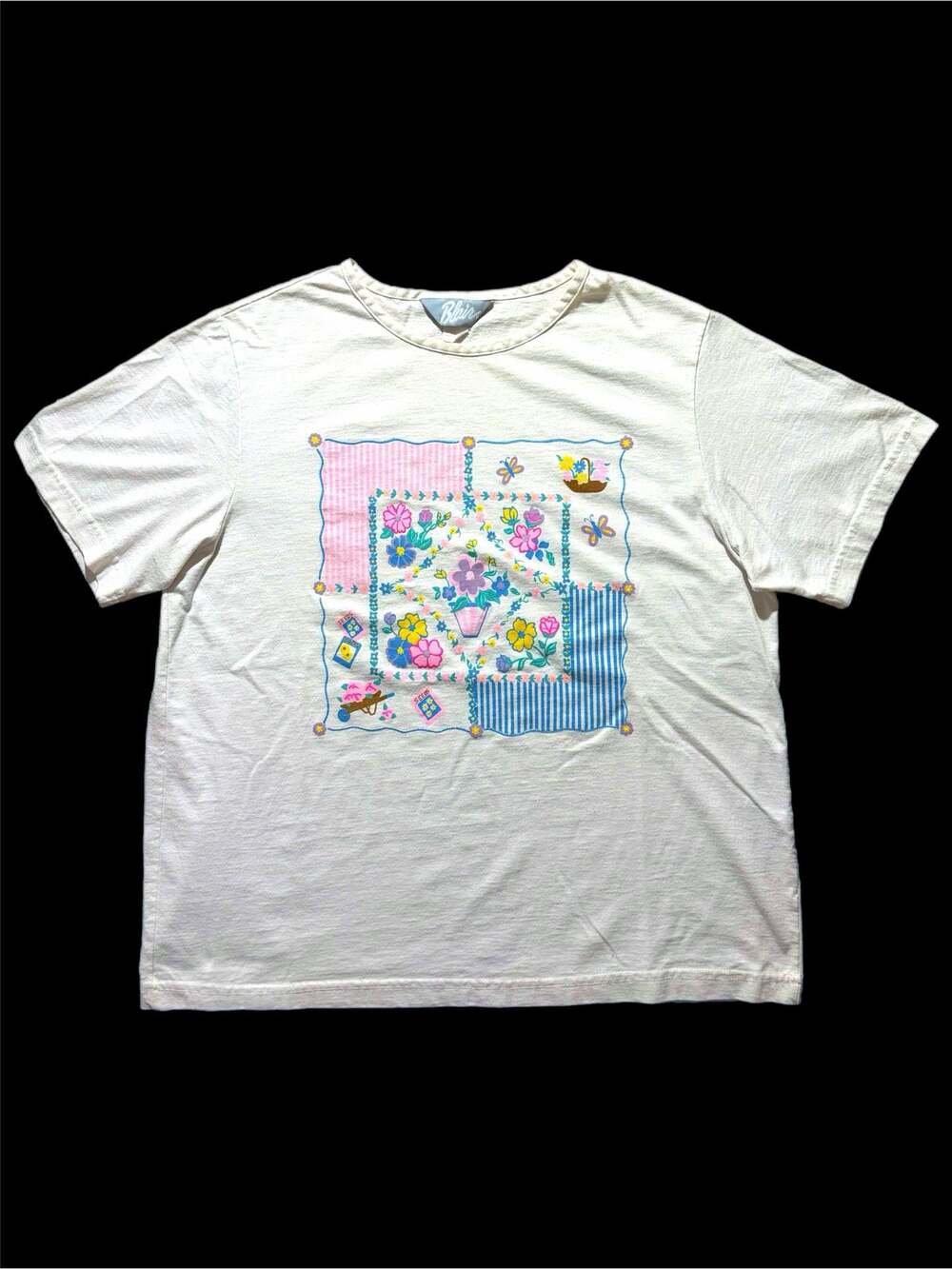 Vintage Blair Floral Patchwork Graphic T-Shirt Size L